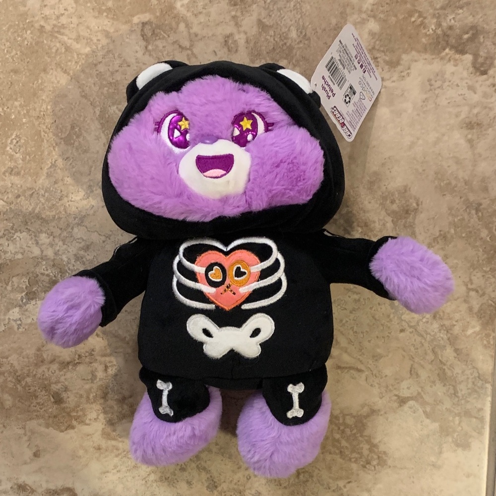 RARE Share Bear Care Bears NEW Black Skeleton Plush Halloween Purple